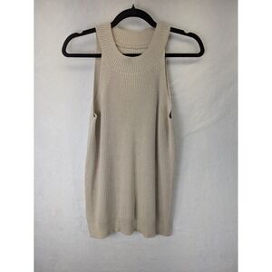 Unbranded Ribbed Knit Tank Top Sleeveless Beige Neutral Minimalist‎